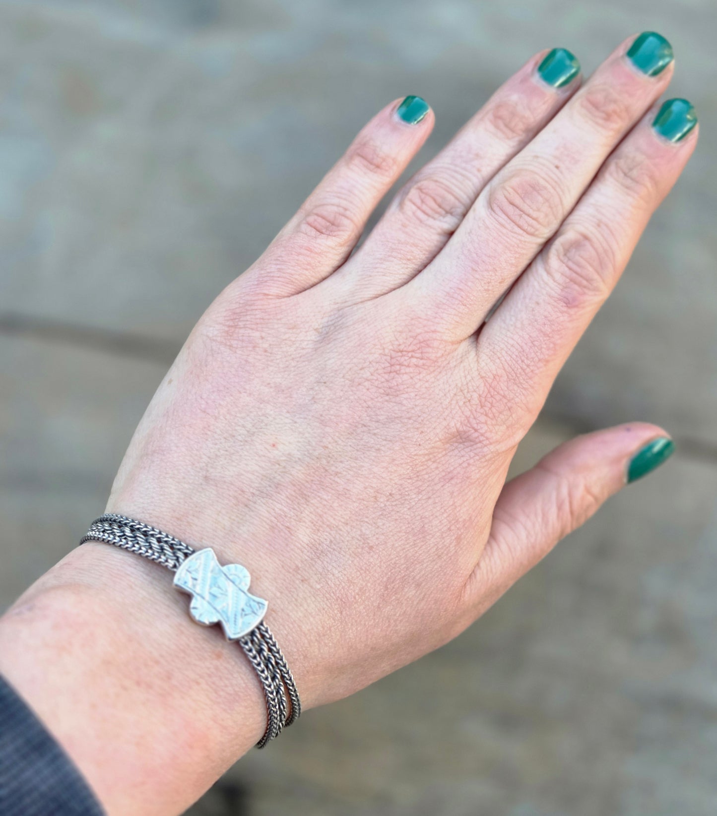 Antique Solid Silver Albertina Fancy Link Chain Bracelet 6.75'' 16g