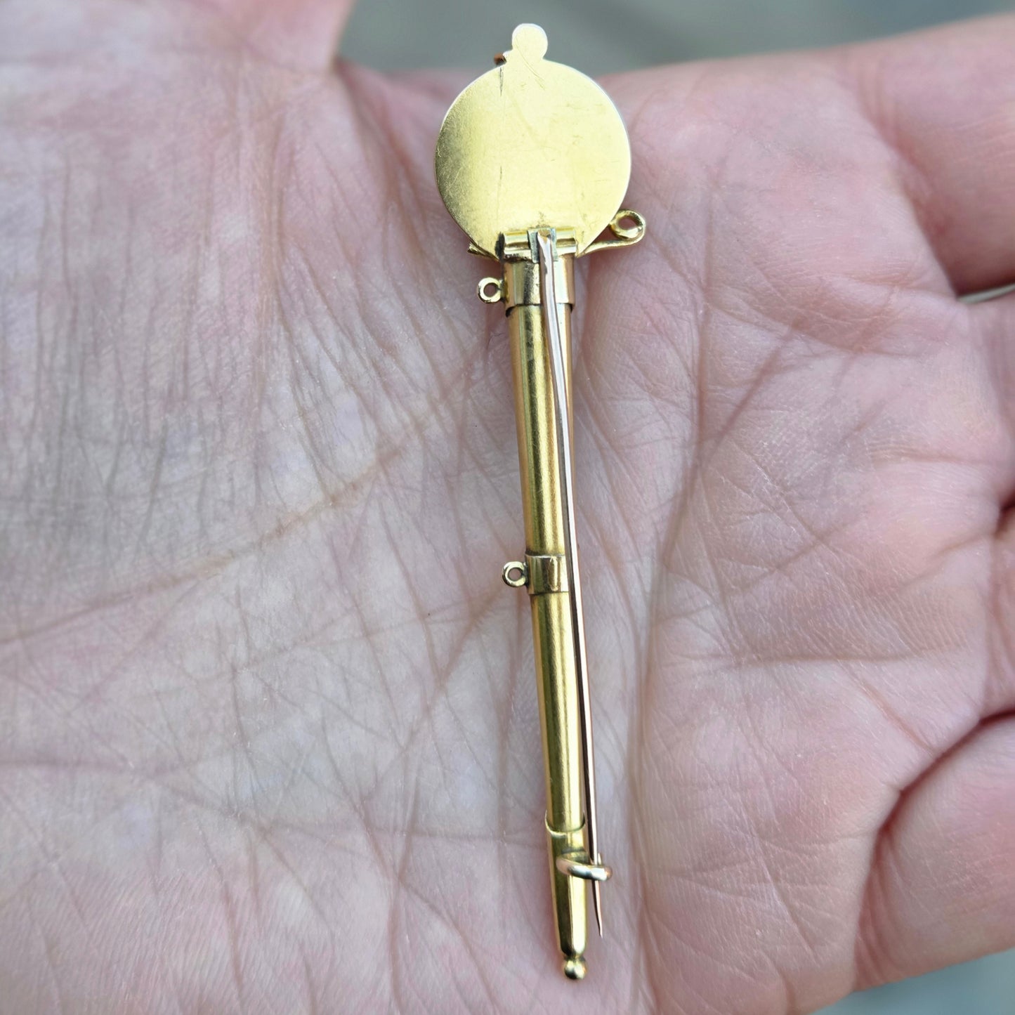 Antique Victorian Scottish Solid 18ct 18k Gold Bloodstone Agate Dirk Sword Brooch Kilt Pin