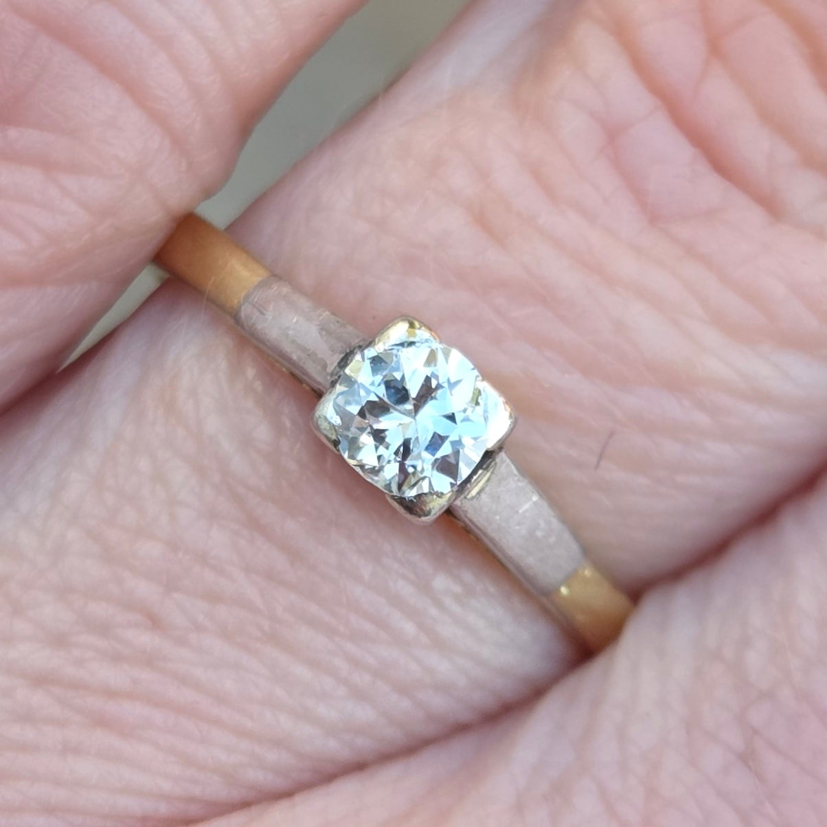 Antique Art Deco Hallmarked Solid 18ct 18k Gold Diamond Solitaire Ring Size M 1/2