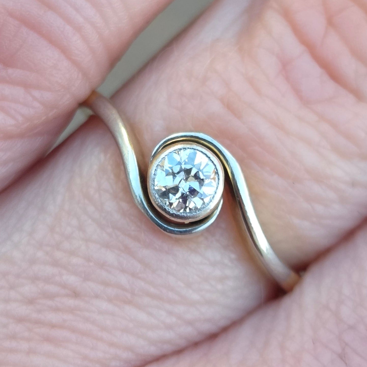 Antique Art Deco Hallmarked Solid 18ct 18k Gold Diamond Solitaire Ring Size L 1/2