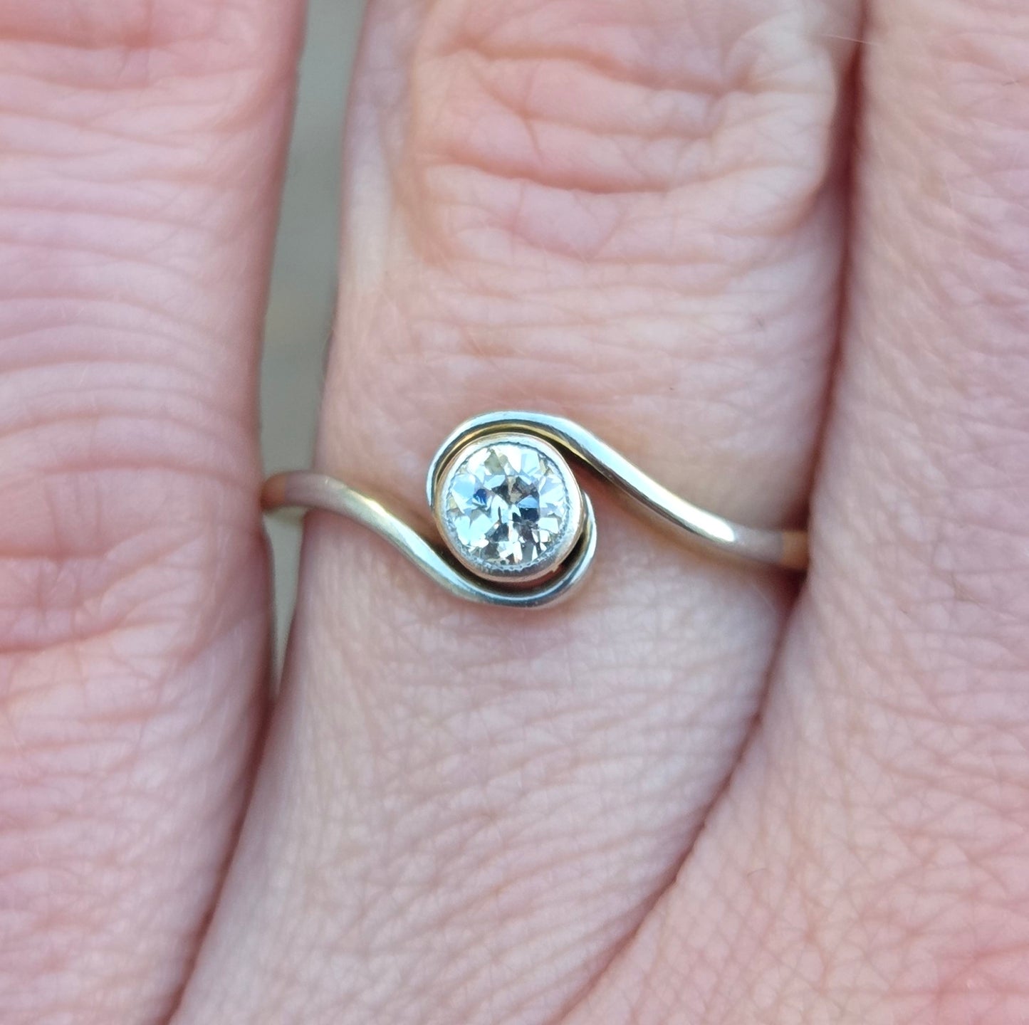 Antique Art Deco Hallmarked Solid 18ct 18k Gold Diamond Solitaire Ring Size L 1/2