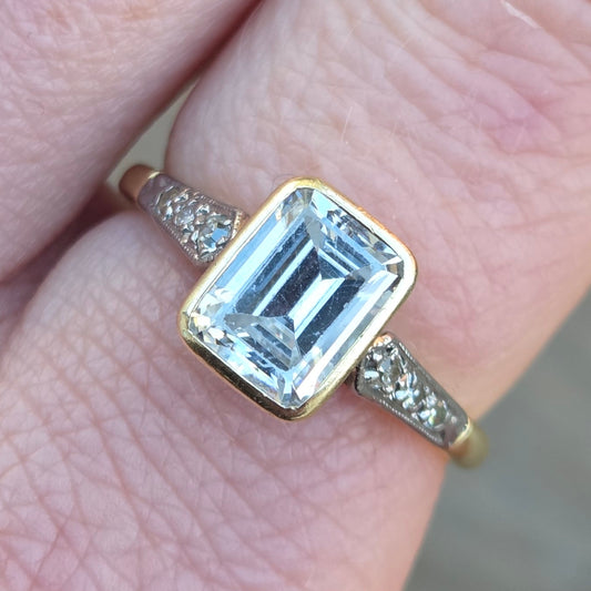 Vintage Art Deco Hallmarked Solid 18ct 18k Gold Spinel Diamond Ring Size O