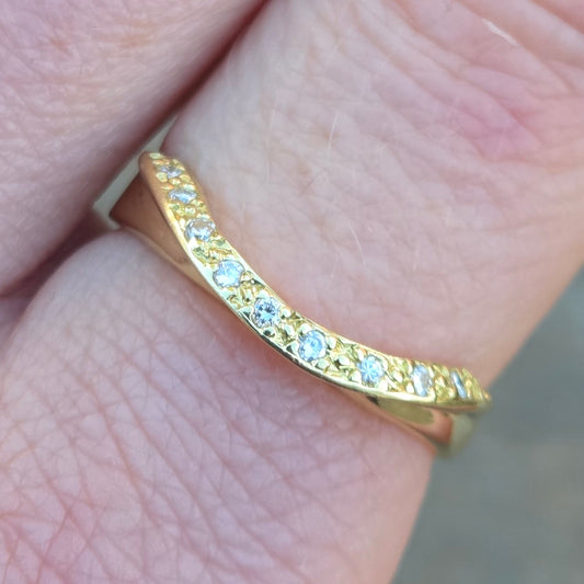 Vintage 1995 Hallmarked Solid 18ct 18k Gold Diamond Wishbone Ring Size P