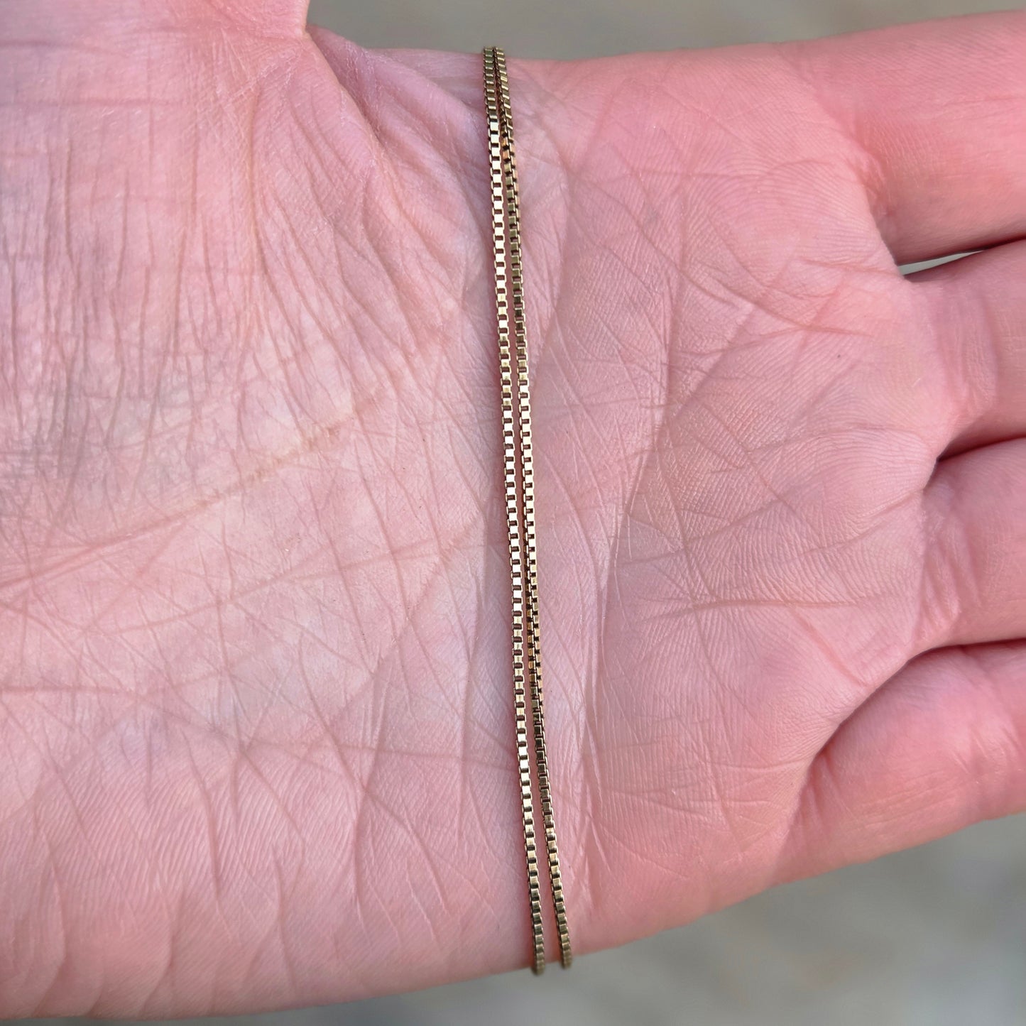 Vintage 1978 Hallmarked Solid 9ct 9k Gold Box Chain Necklace 14.5''