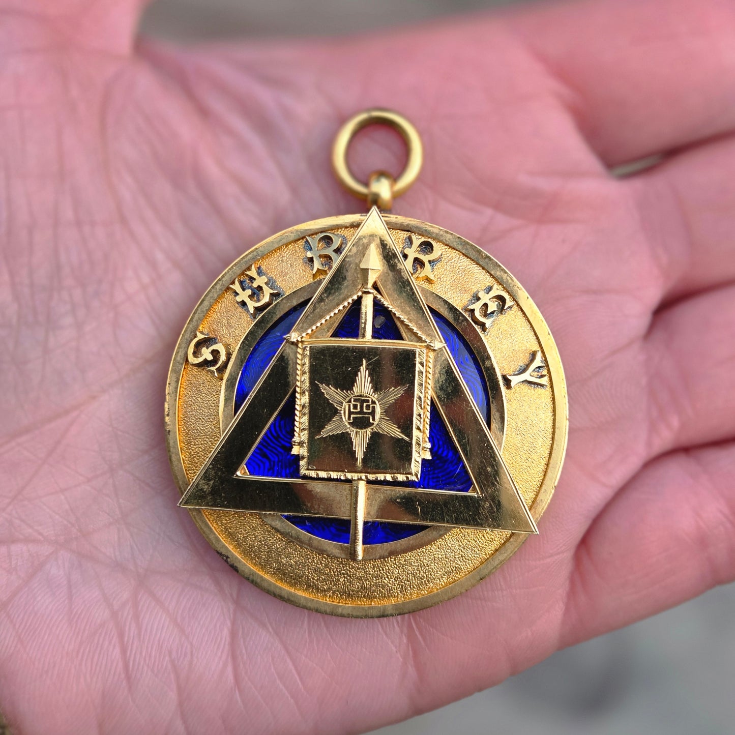 Antique Spencer & Co Masonic Masons Surrey Collar Jewel Ornament Medal Pendant in Box