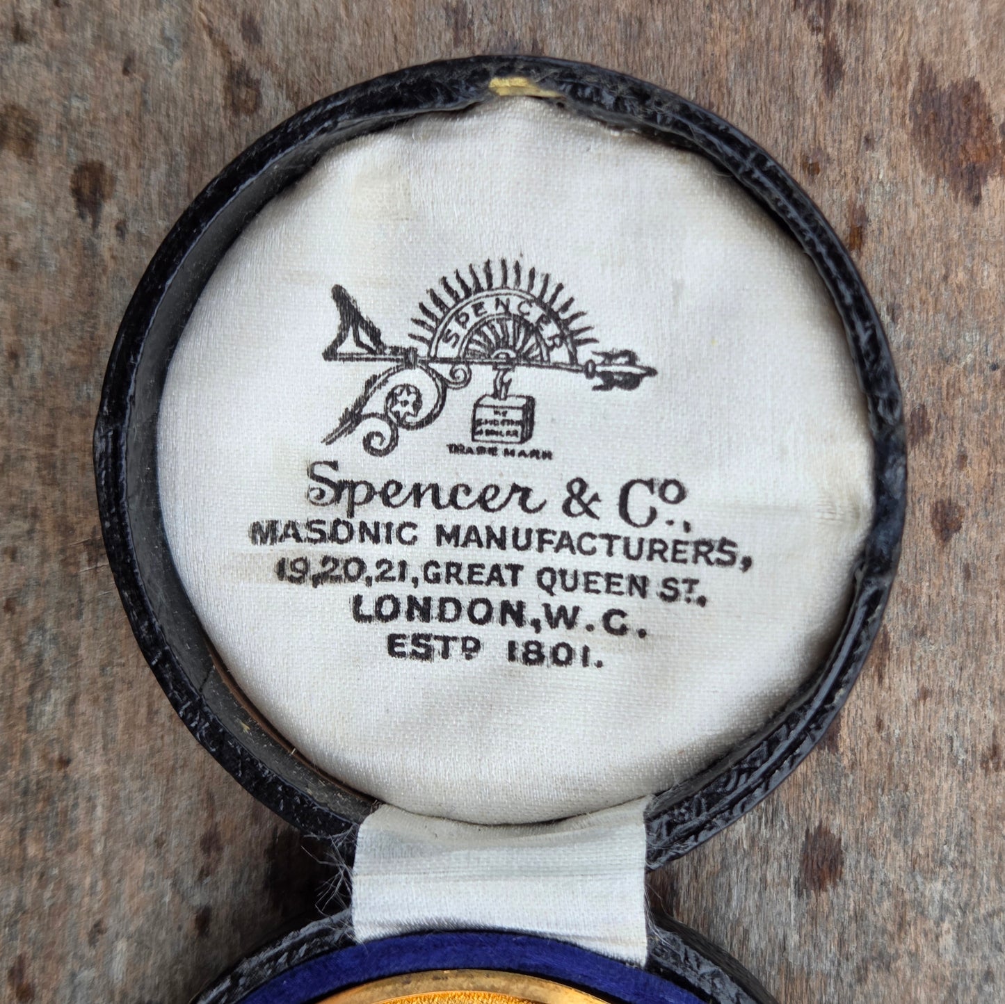 Antique Spencer & Co Masonic Masons Surrey Collar Jewel Ornament Medal Pendant in Box