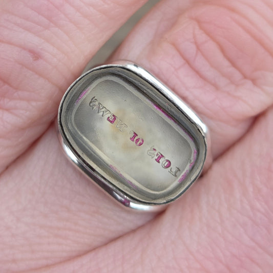 Antique Solid Sterling Silver Intaglio 'Lots of News' Seal Signet Ring Size M