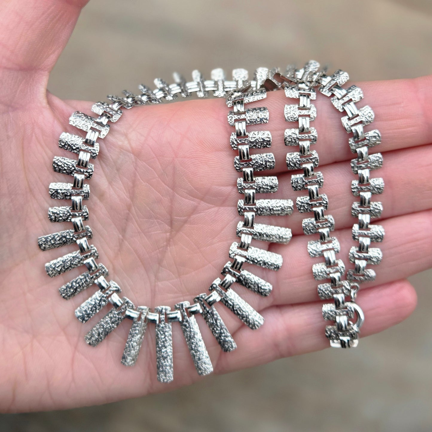 Vintage 1974 Hallmarked Solid Sterling Silver Cleopatra Chain Necklace 17''