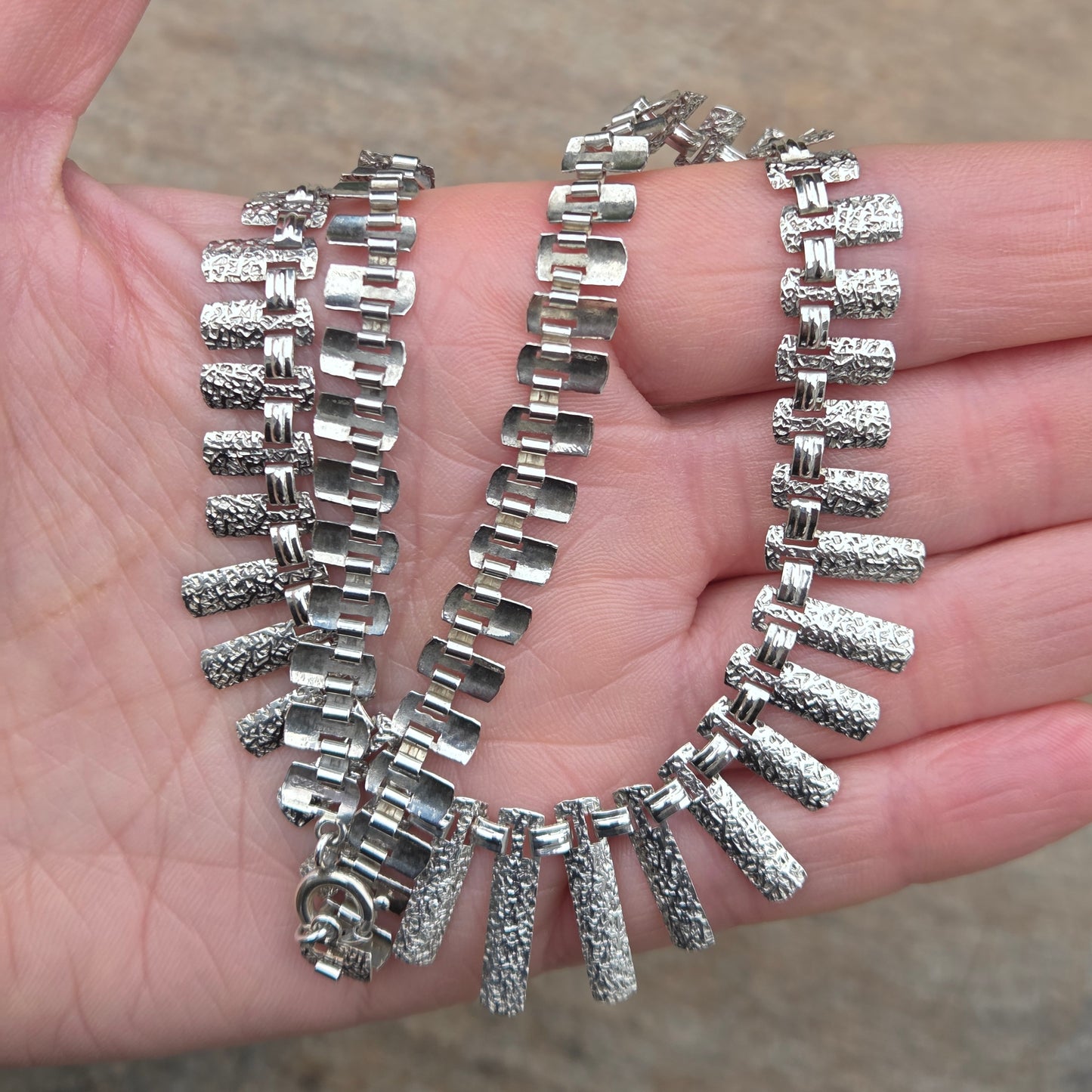 Vintage 1974 Hallmarked Solid Sterling Silver Cleopatra Chain Necklace 17''