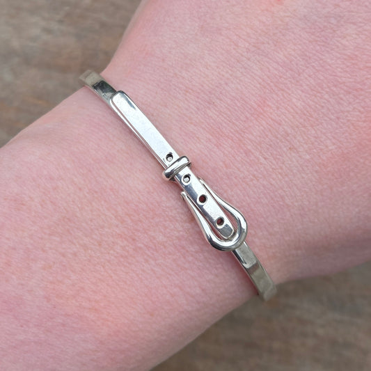 Vintage 1993 Mexico Hallmarked Solid Sterling Silver Buckle Bangle Cuff Bracelet 15g