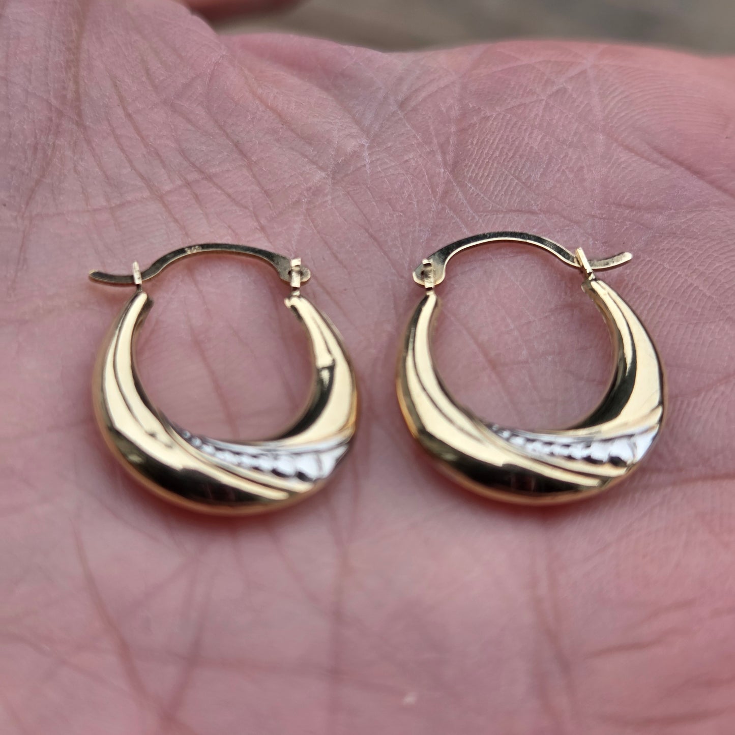 Vintage Hallmarked Solid 9ct 9k Gold Oval Hoop Earrings Hoops