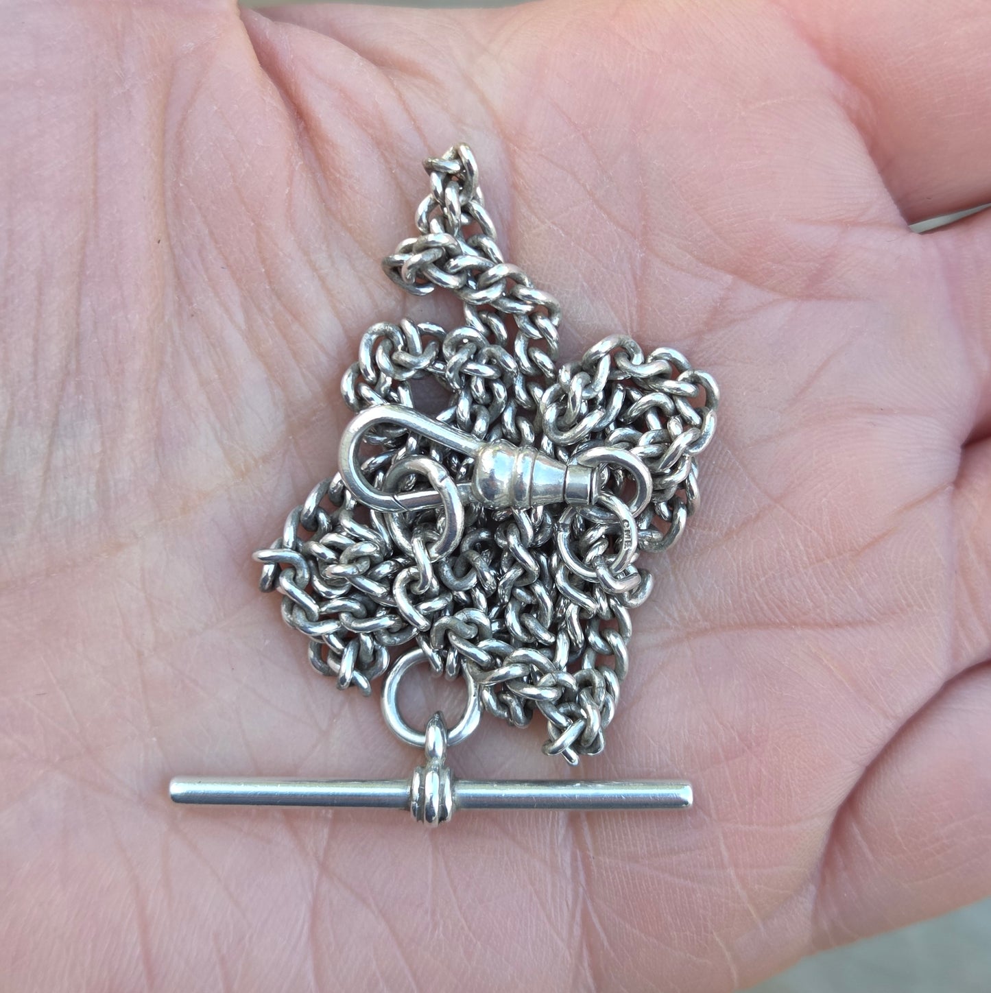 Vintage 1996 Hallmarked Solid Sterling Silver Double Albert Curb Chain Necklace 18''