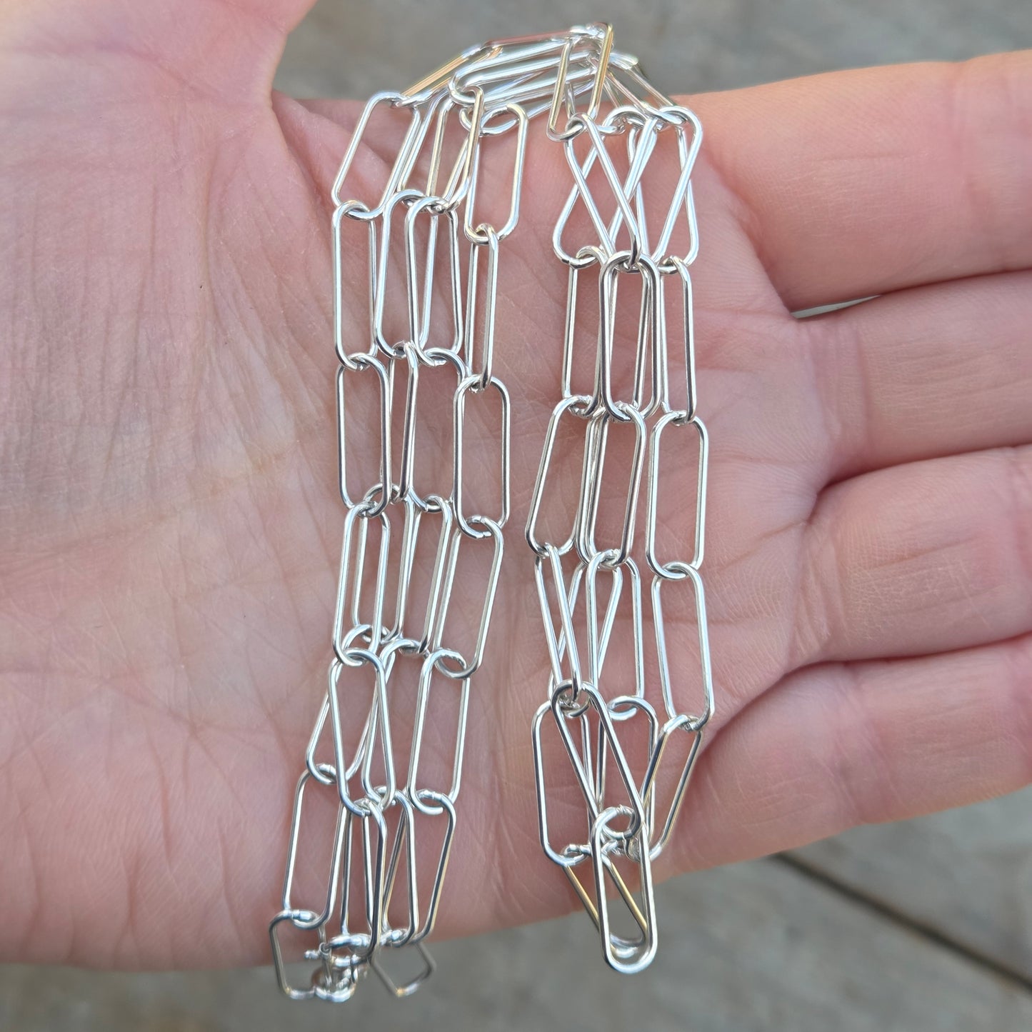 Vintage Hallmarked IBB Italy Solid Sterling Silver Paperclip Trombone Chain Necklace 32.25''