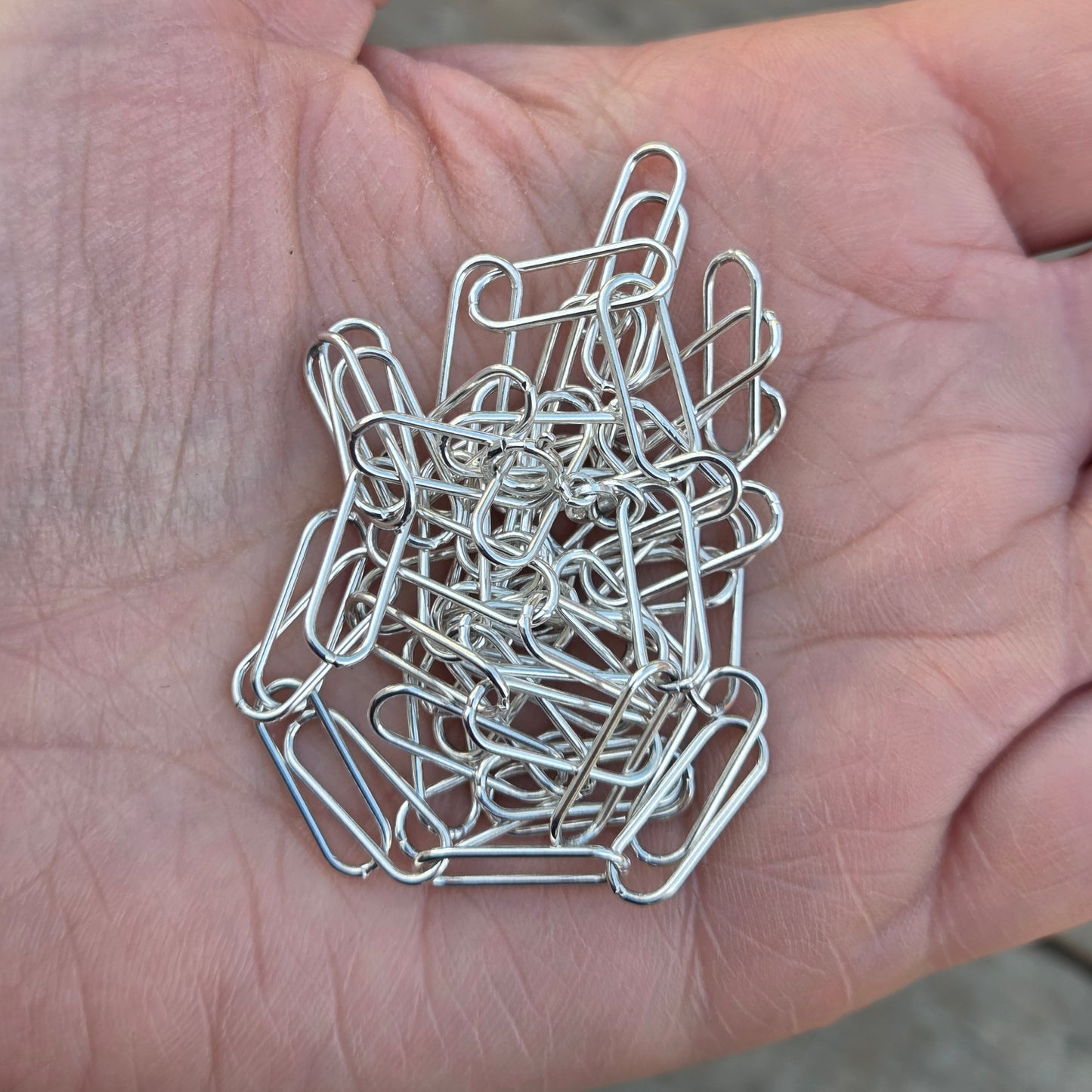 Vintage Hallmarked IBB Italy Solid Sterling Silver Paperclip Trombone Chain Necklace 32.25''