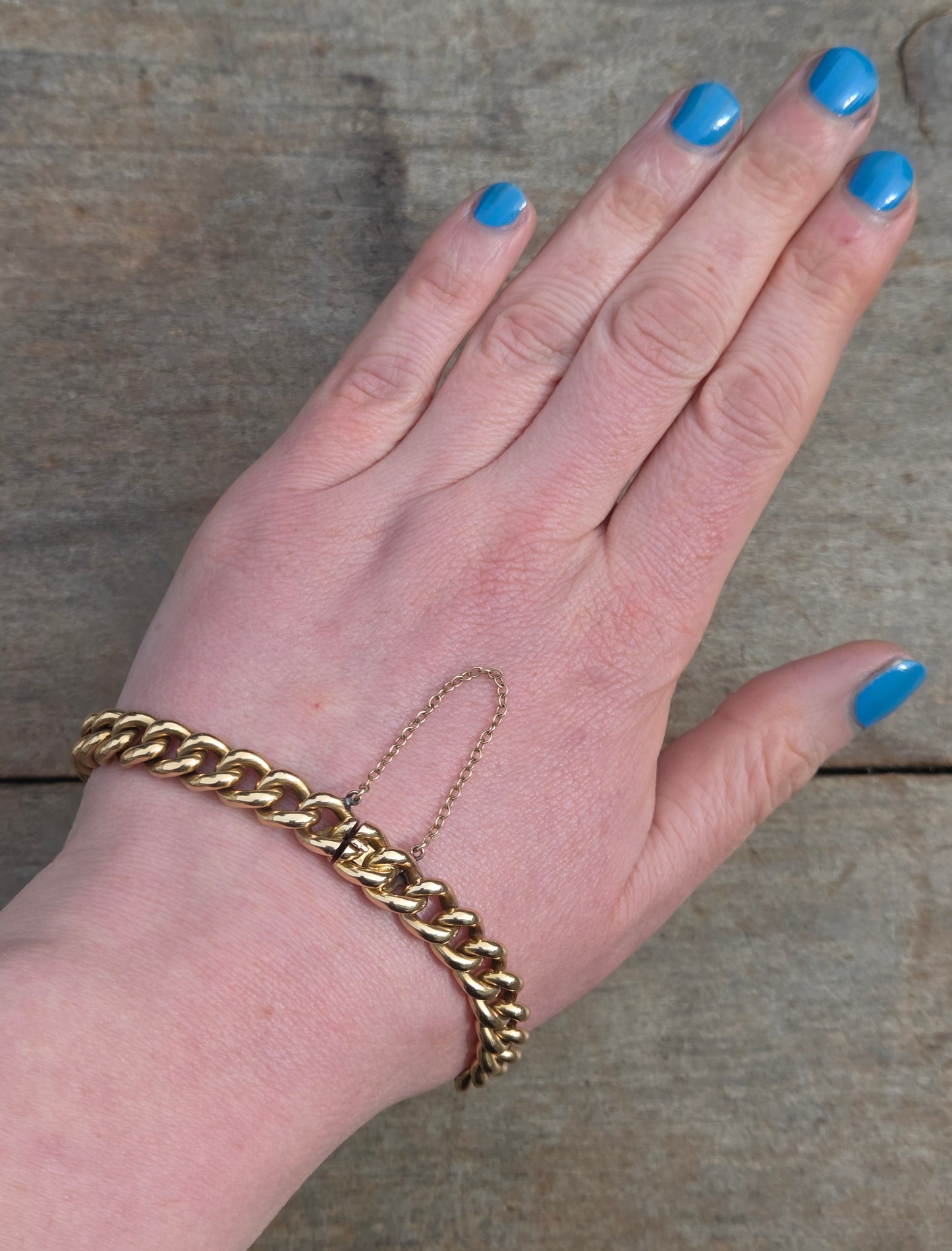 Antique Victorian Hallmarked Solid 18ct 18k Gold Smooth Curb Chain Bracelet 7.75'' 22g