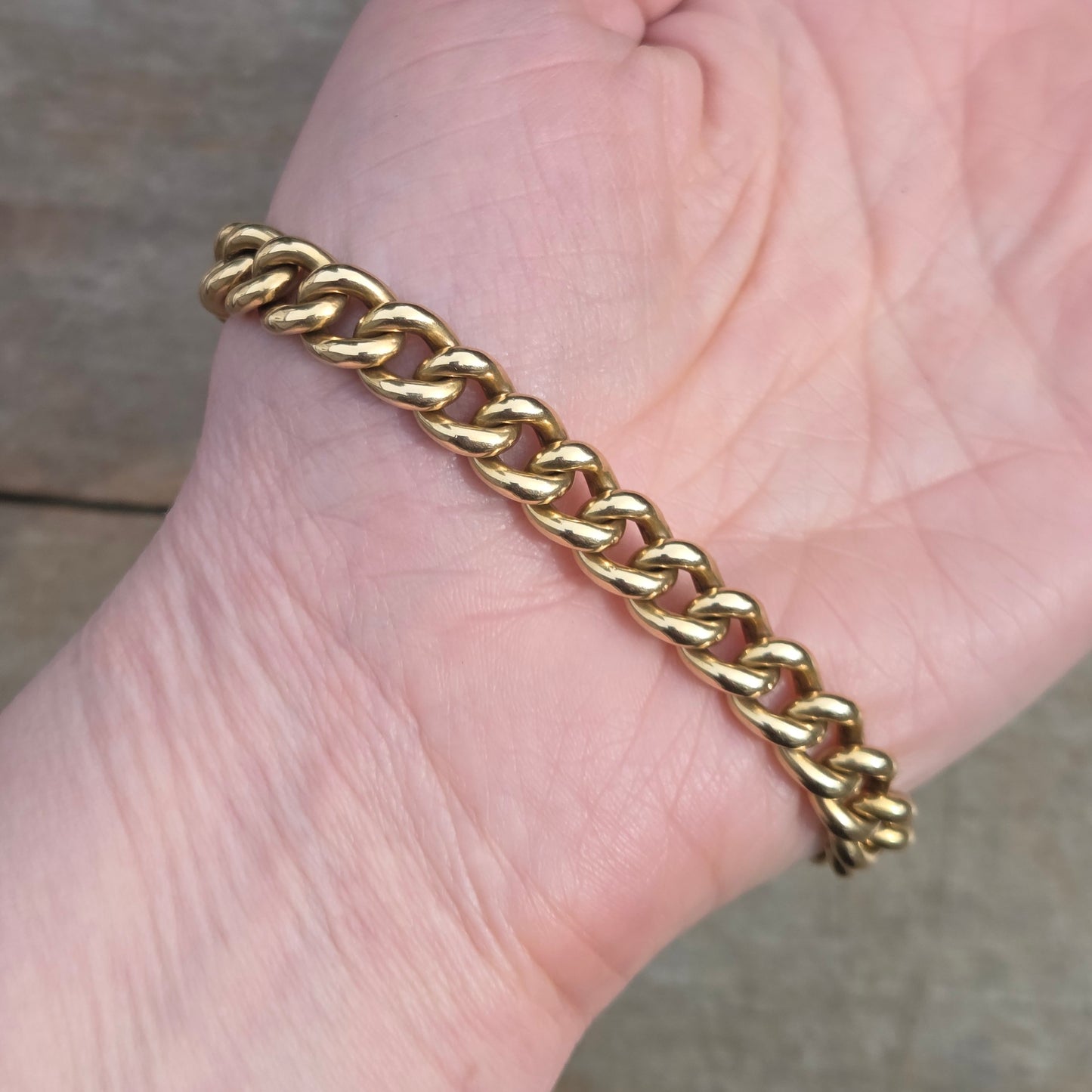 Antique Victorian Hallmarked Solid 18ct 18k Gold Smooth Curb Chain Bracelet 7.75'' 22g