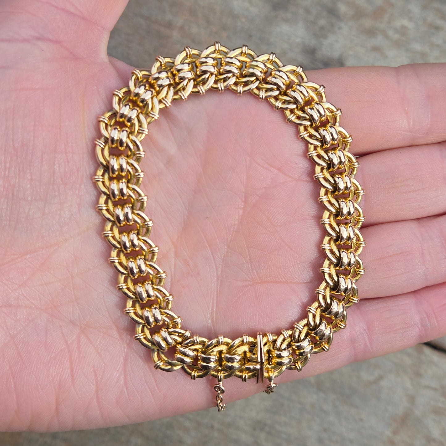 Antique Victorian Hallmarked Solid 15ct 15k Gold Fancy Curb Chain Bracelet 7.75'' 23g