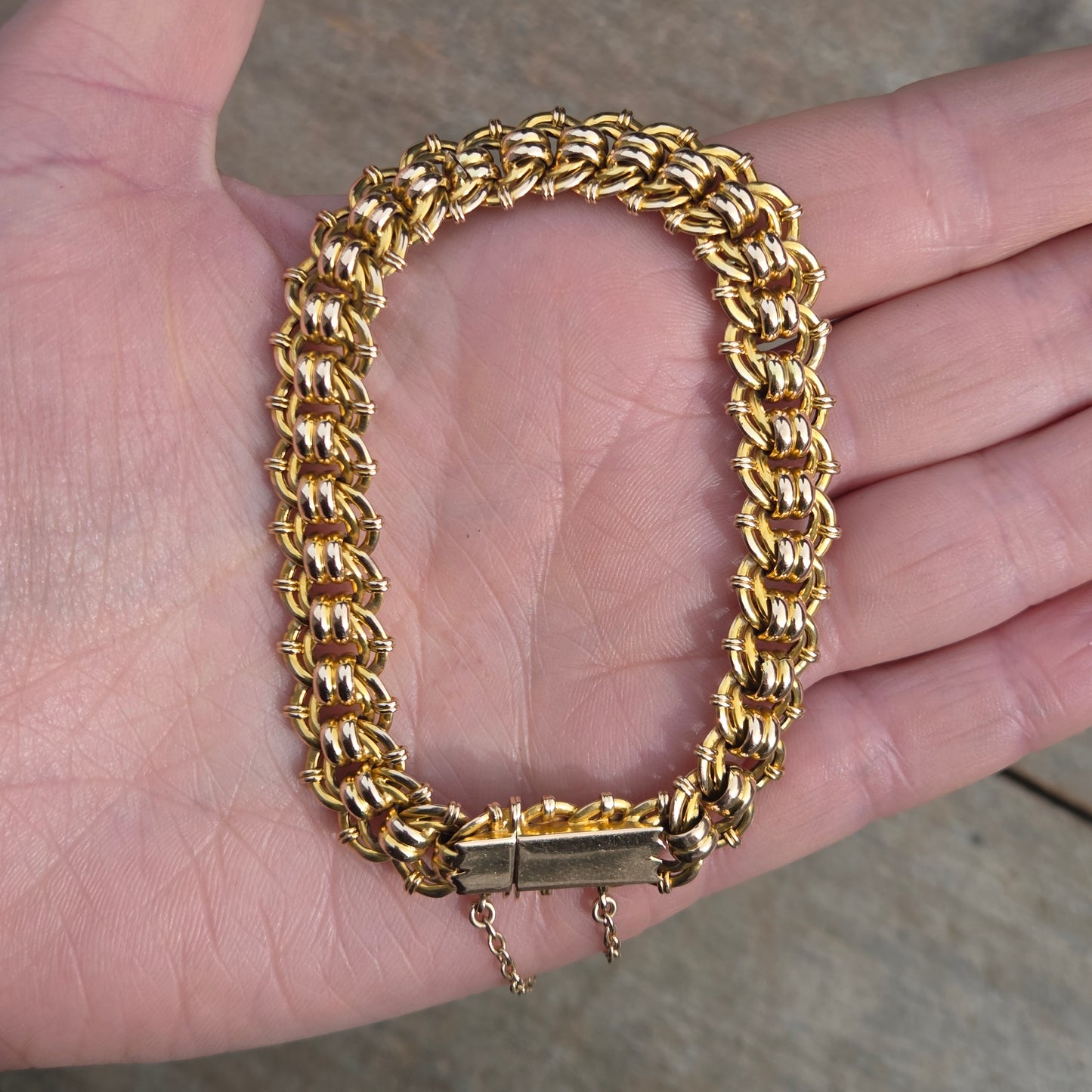 Antique Victorian Hallmarked Solid 15ct 15k Gold Fancy Curb Chain Bracelet 7.75'' 23g