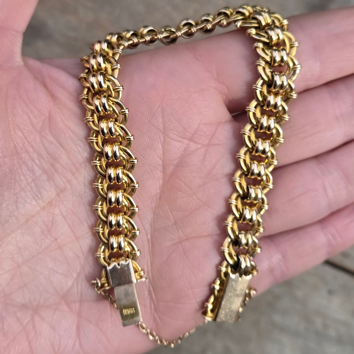 Antique Victorian Hallmarked Solid 15ct 15k Gold Fancy Curb Chain Bracelet 7.75'' 23g
