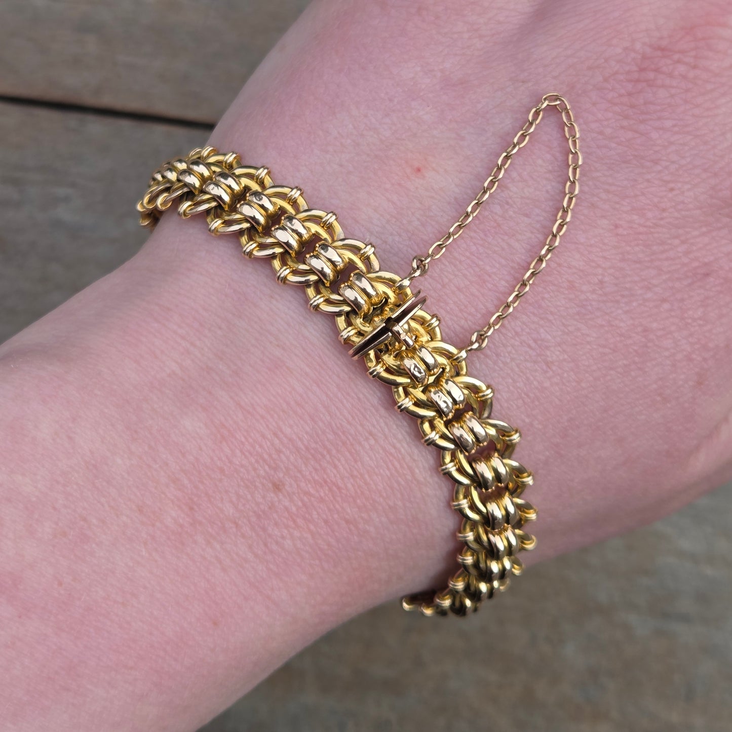 Antique Victorian Hallmarked Solid 15ct 15k Gold Fancy Curb Chain Bracelet 7.75'' 23g