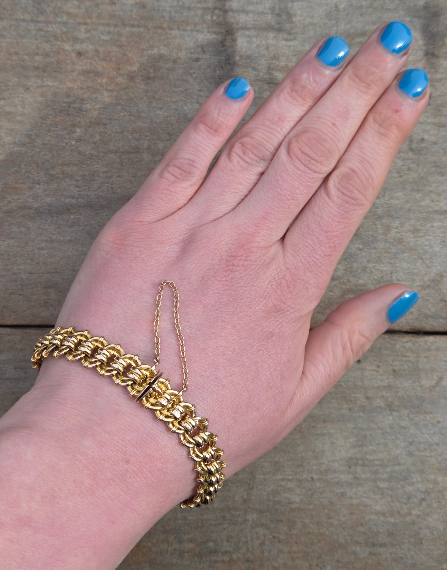 Antique Victorian Hallmarked Solid 15ct 15k Gold Fancy Curb Chain Bracelet 7.75'' 23g
