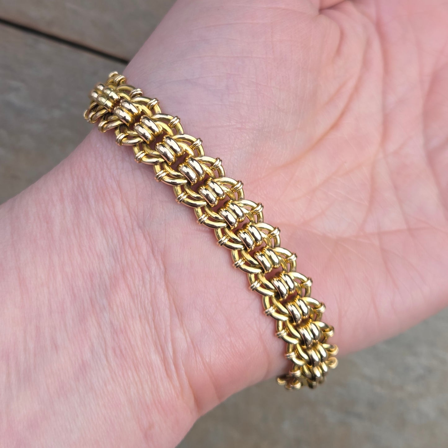 Antique Victorian Hallmarked Solid 15ct 15k Gold Fancy Curb Chain Bracelet 7.75'' 23g