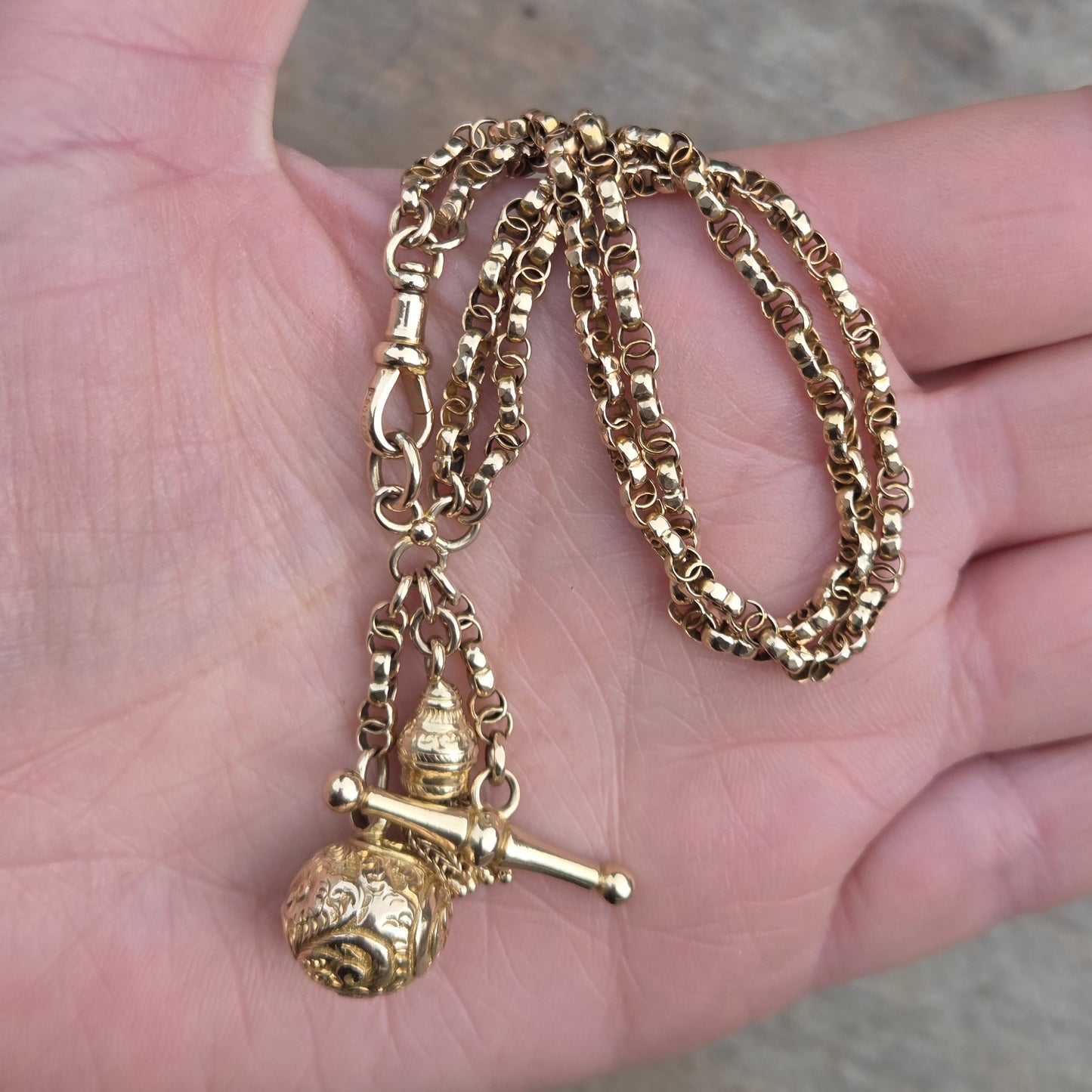 Antique Victorian Hallmarked Solid 9ct 9k Gold Fancy Albertina Chain Bracelet 7.5''