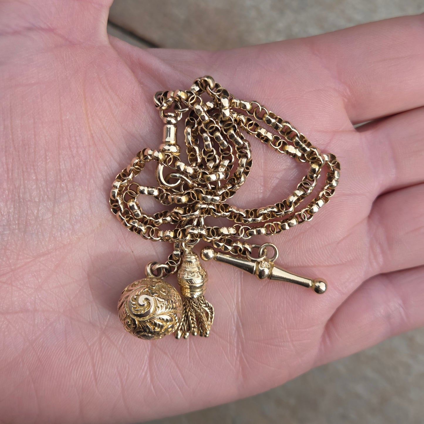 Antique Victorian Hallmarked Solid 9ct 9k Gold Fancy Albertina Chain Bracelet 7.5''