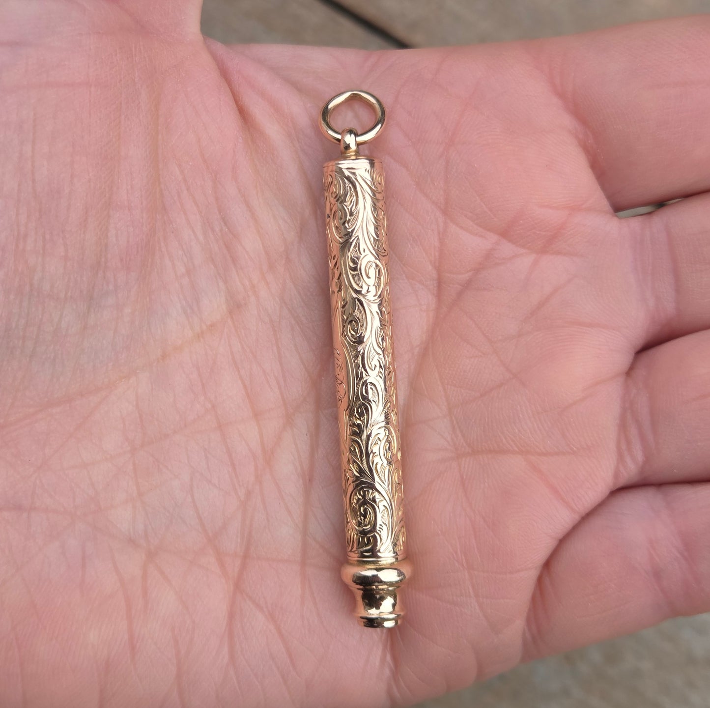 Antique Victorian Solid 9ct 9k Rose Gold Propelling pencil Pendant for Necklace Chain