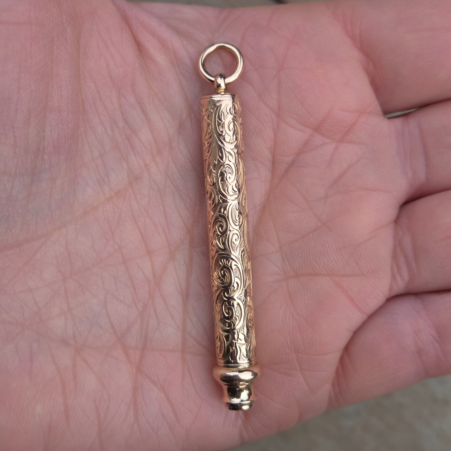 Antique Victorian Solid 9ct 9k Rose Gold Propelling pencil Pendant for Necklace Chain