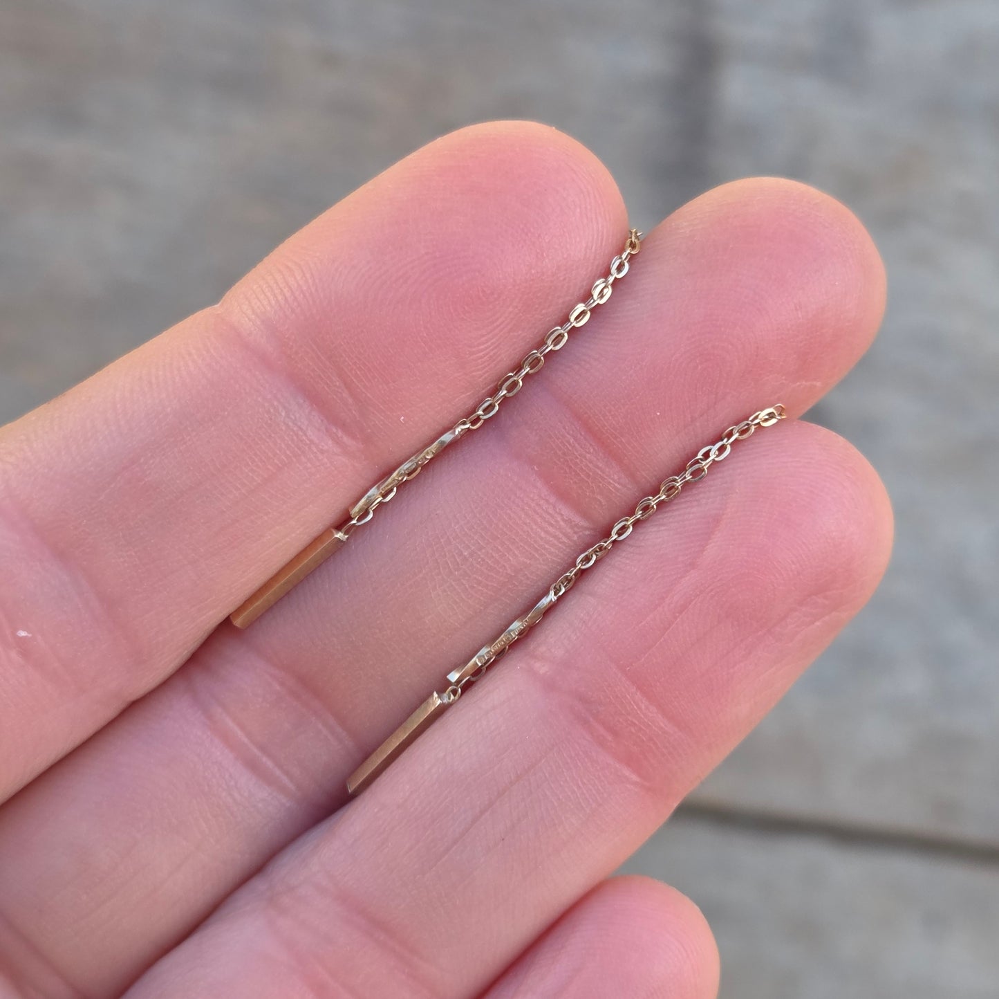 Vintage 1985 Hallmarked Solid 9ct 9k Gold Threader Cable Chain Drop Earrings