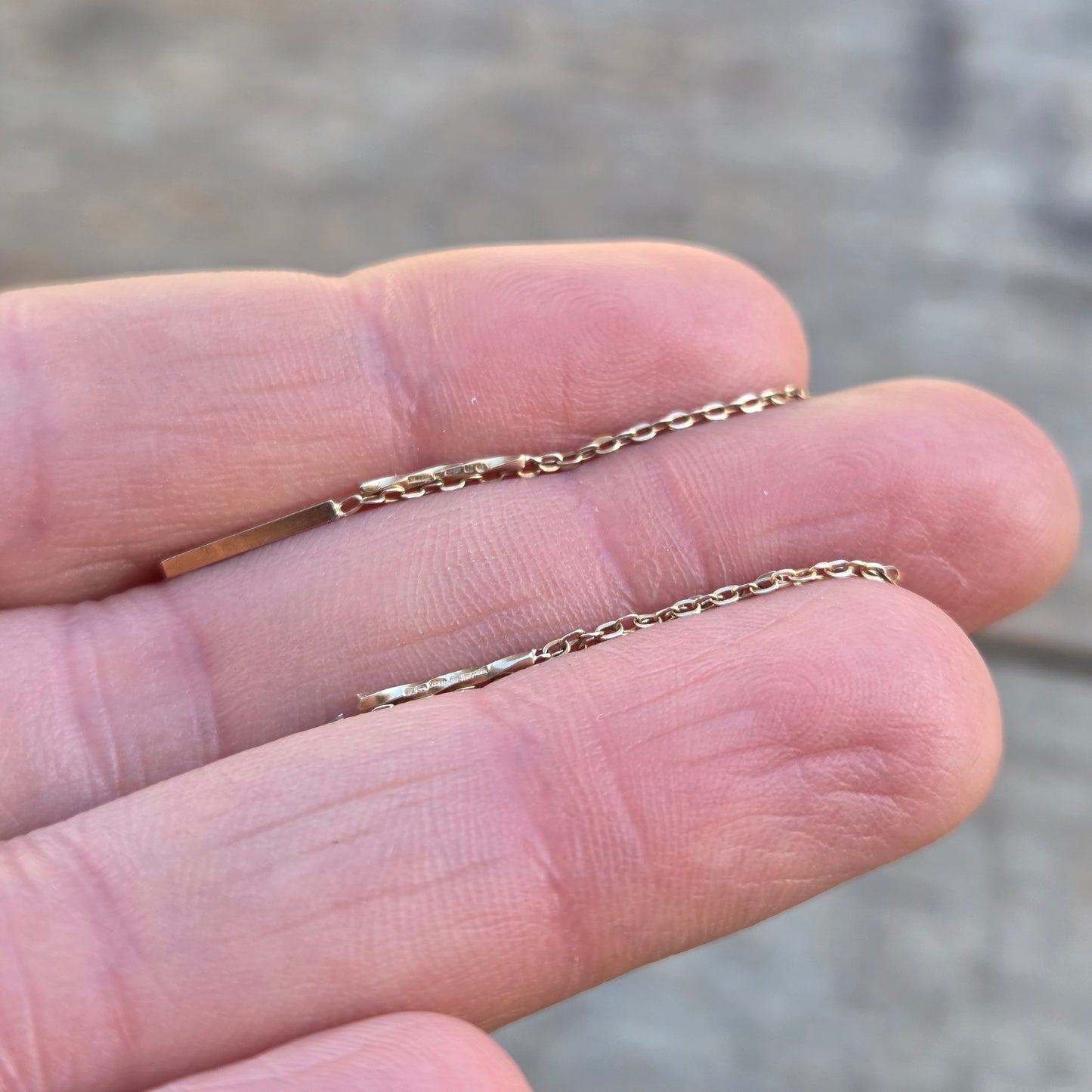 Vintage 1985 Hallmarked Solid 9ct 9k Gold Threader Cable Chain Drop Earrings