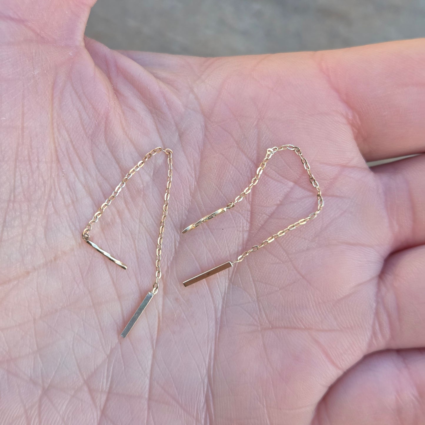 Vintage 1985 Hallmarked Solid 9ct 9k Gold Threader Cable Chain Drop Earrings