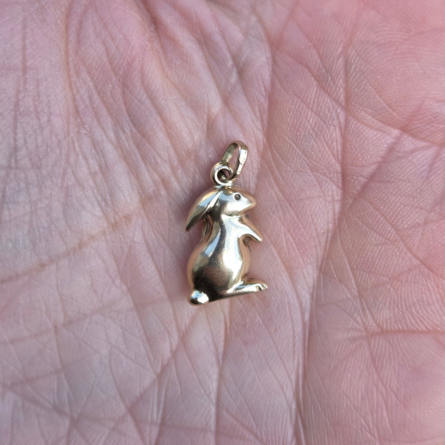 Vintage UnoAErre Hallmarked Solid 9ct 9k Gold Puffy Rabbit Pendant