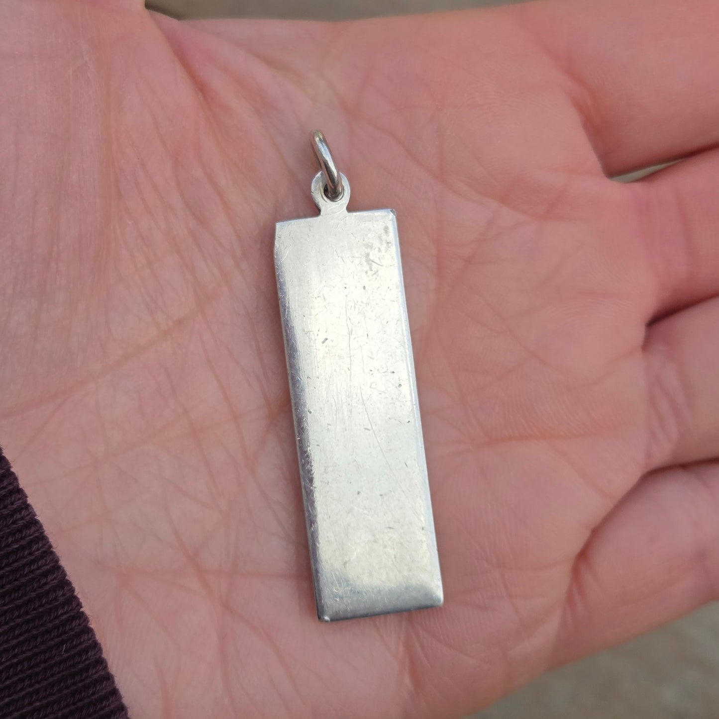 Vintage 1977 Sheffield Hallmarked Solid Sterling Silver Ingot Bar Pendant 15.6g 1