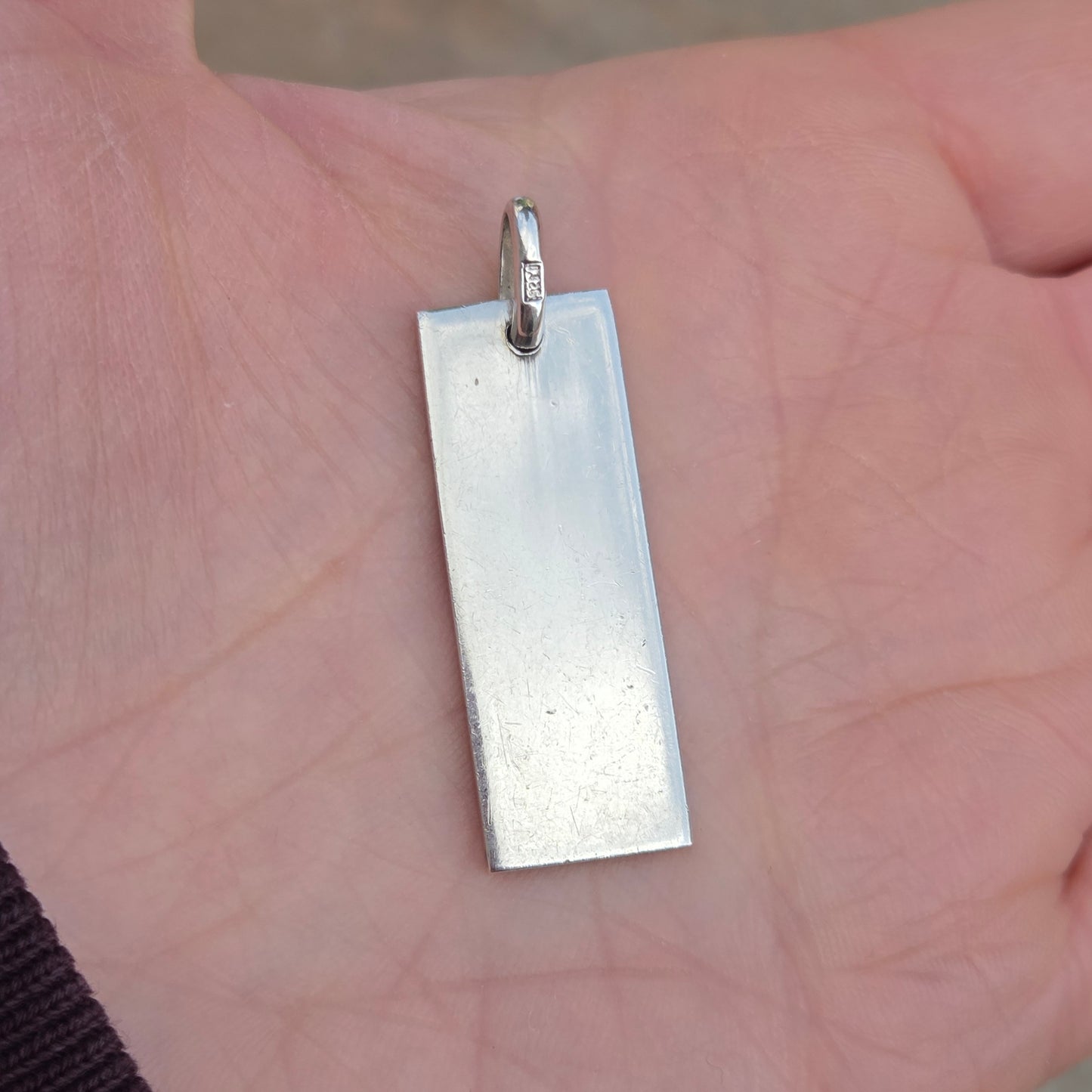 Vintage 1977 Sheffield Hallmarked Solid Sterling Silver Ingot Bar Pendant 8.9g 2