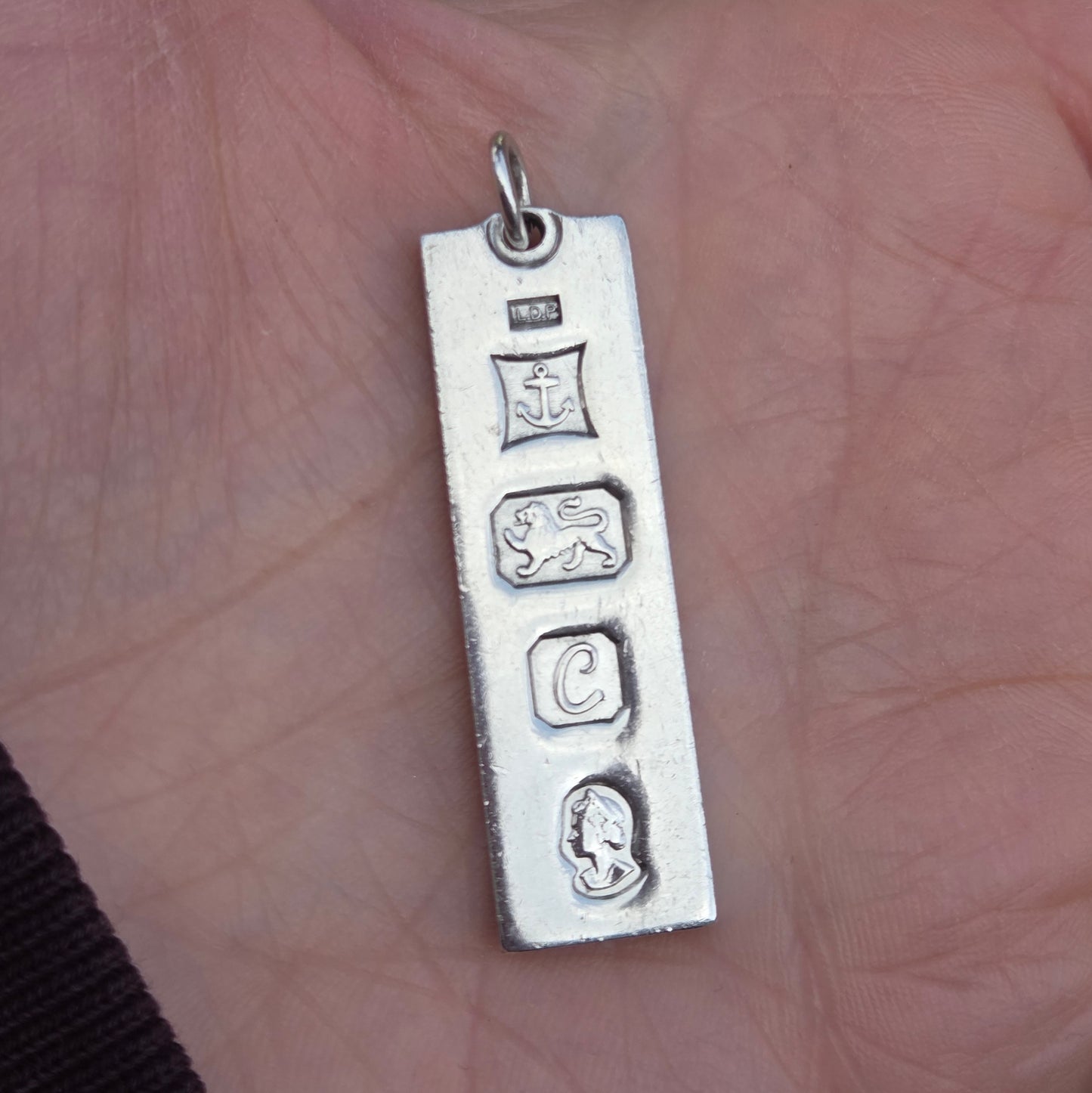 Vintage 1977 Birmingham Hallmarked Solid Sterling Silver Ingot Bar Pendant 15g 3