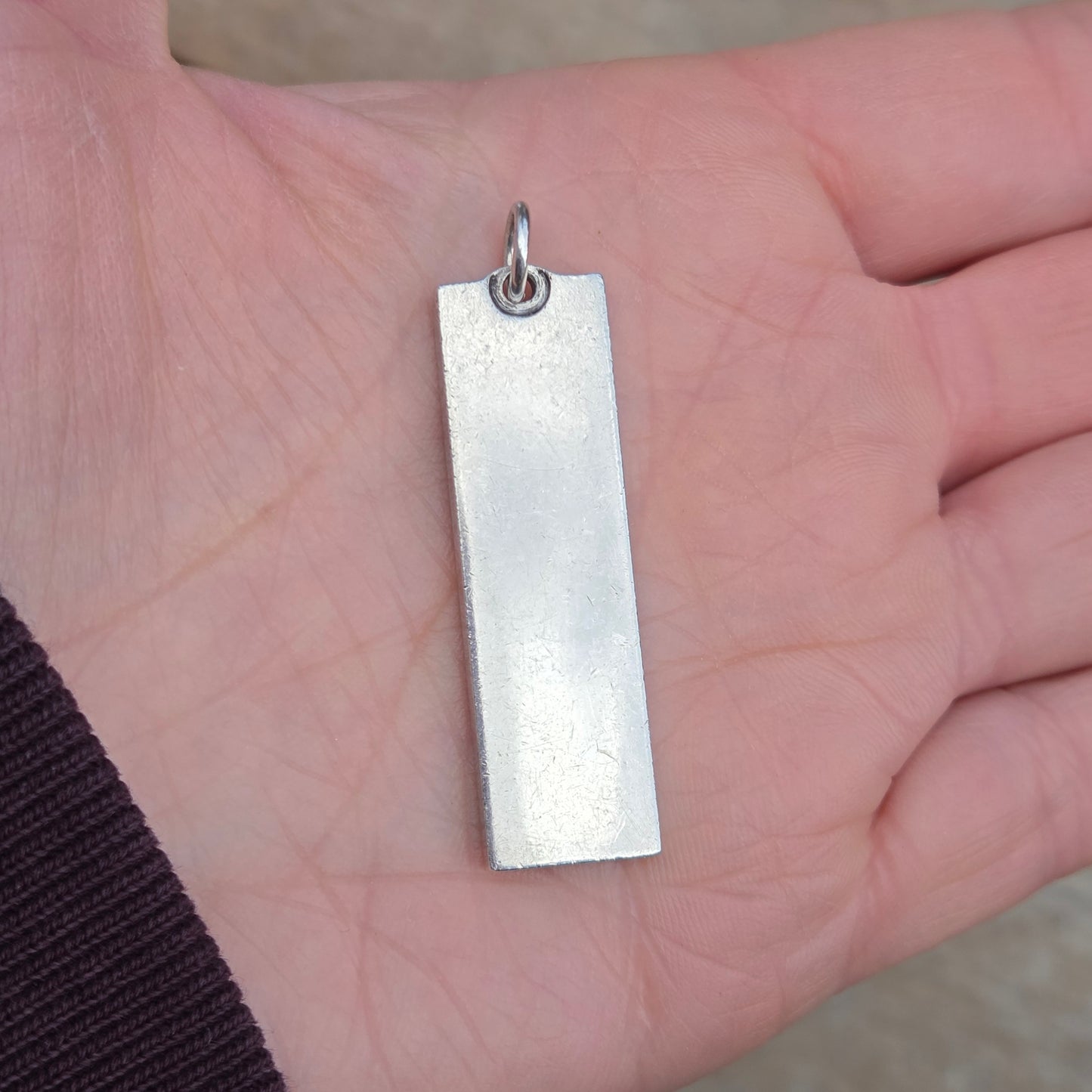 Vintage 1977 Birmingham Hallmarked Solid Sterling Silver Ingot Bar Pendant 15g 3