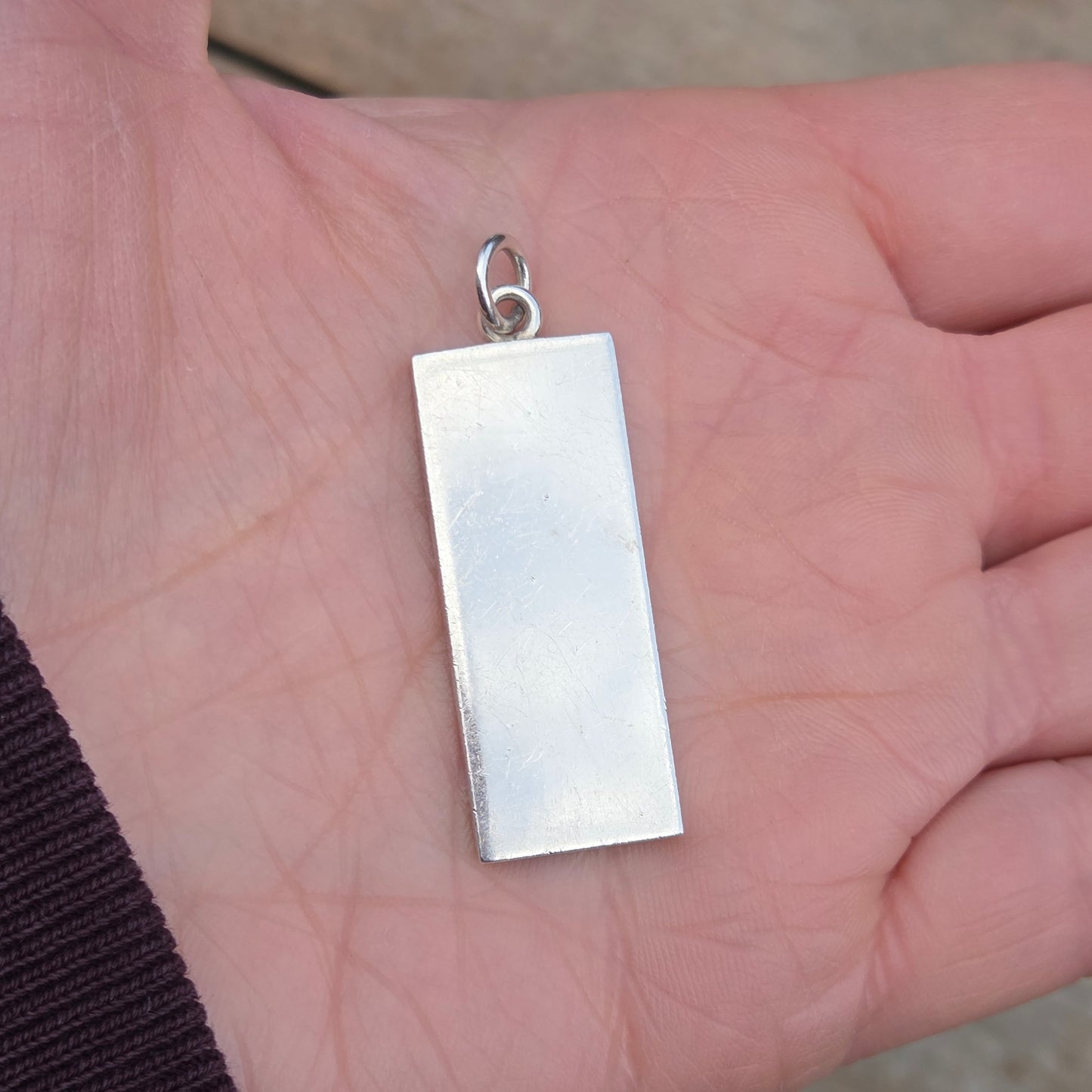 Vintage 1977 Birmingham Hallmarked Solid Sterling Silver Ingot Bar Pendant 14.6g 4
