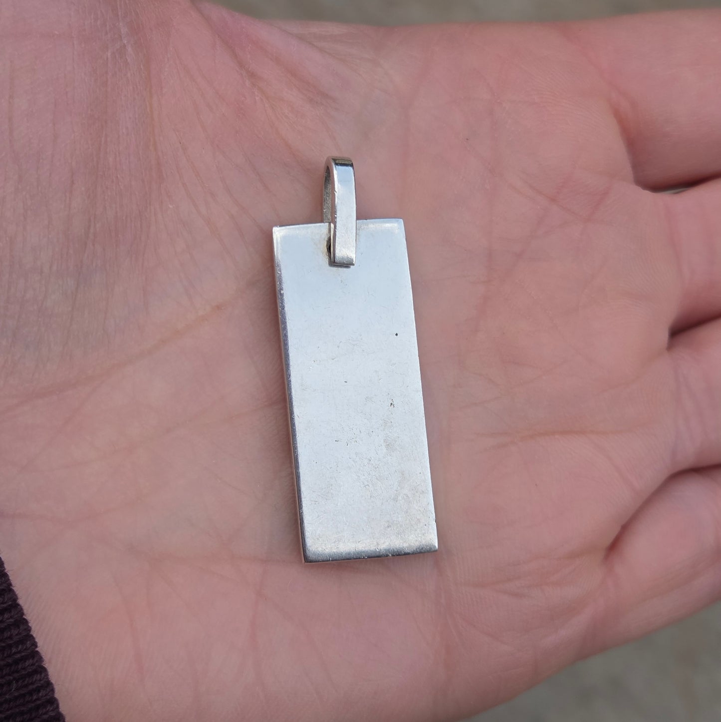 Vintage 1977 Edinburgh Hallmarked Solid Sterling Silver Ingot Bar Pendant 15.8g 6