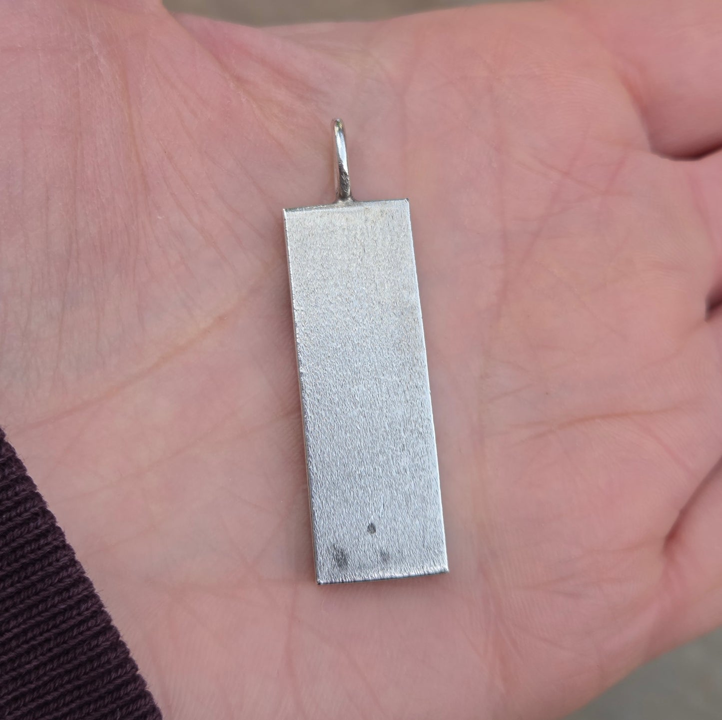 Vintage 1977 London Hallmarked Solid Sterling Silver Ingot Bar Pendant 15.7g 7