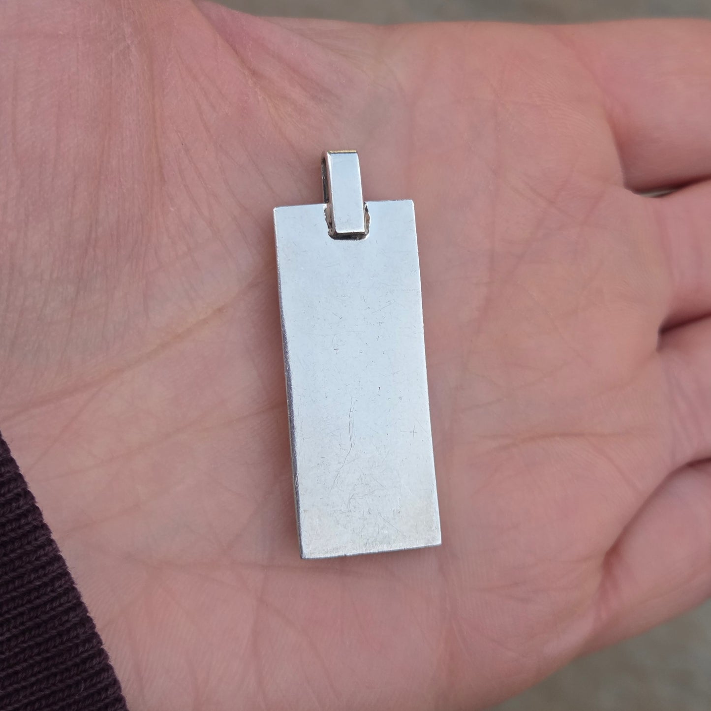 Vintage 1977 London Hallmarked Solid Sterling Silver Ingot Bar Pendant 15.4g 8