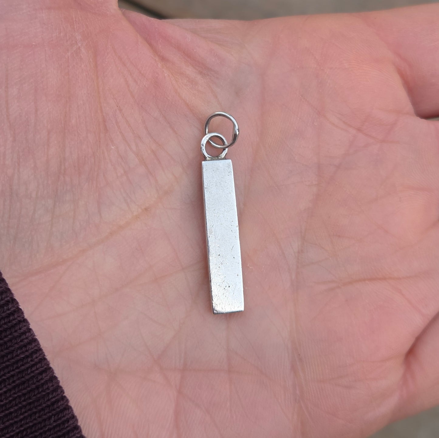 Vintage 1978 Birmingham Hallmarked Solid Sterling Silver Ingot Bar Pendant 3.2g 10