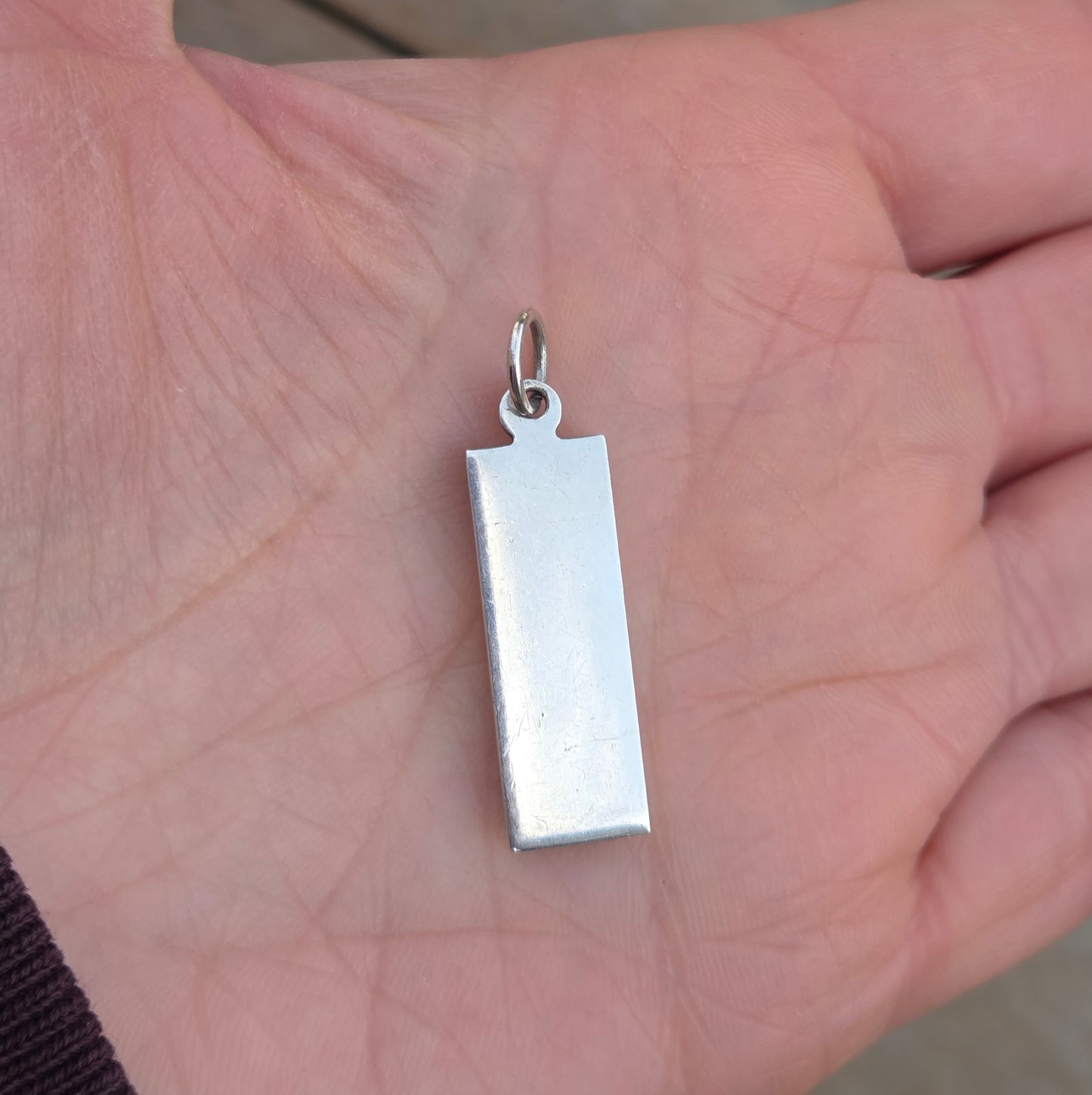Vintage 1978 Sheffield Hallmarked Solid Sterling Silver Ingot Bar Pendant 8.3g 11
