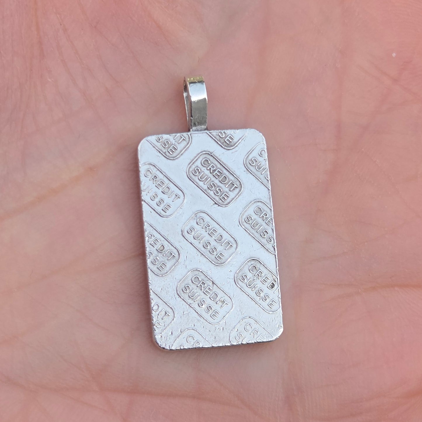 Vintage Credit Suisse Solid 10g 999 Fine Silver Ingot Bar Pendant for Chain Necklace