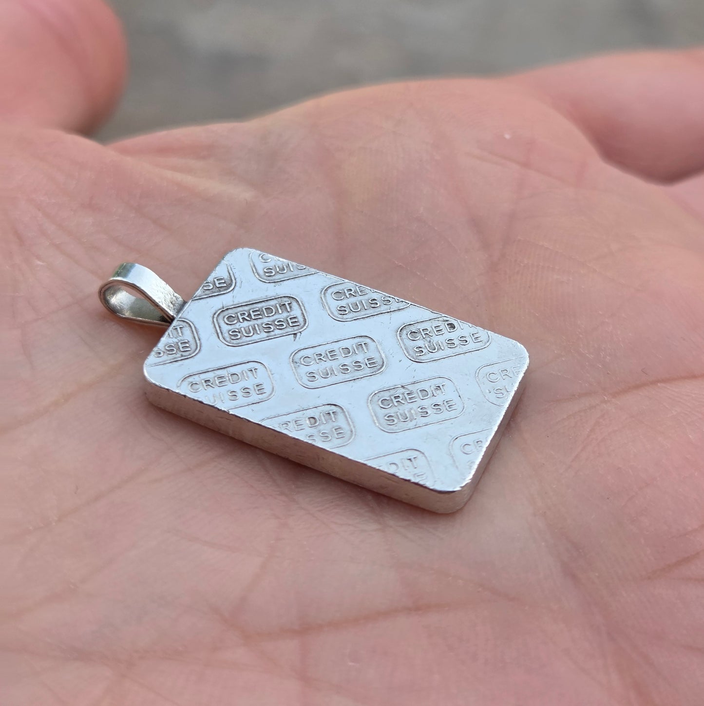 Vintage Credit Suisse Solid 10g 999 Fine Silver Ingot Bar Pendant for Chain Necklace