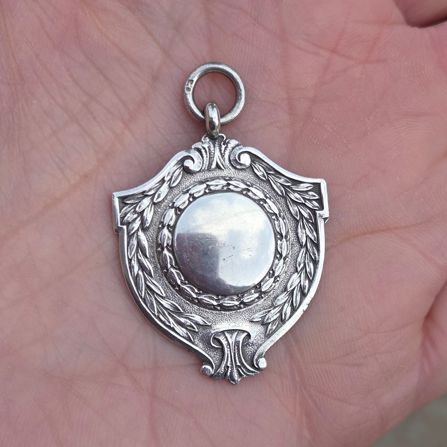 Vintage 1945 English Hallmarked WW2 Victory Solid Sterling Silver Watch Fob Medal Pendant