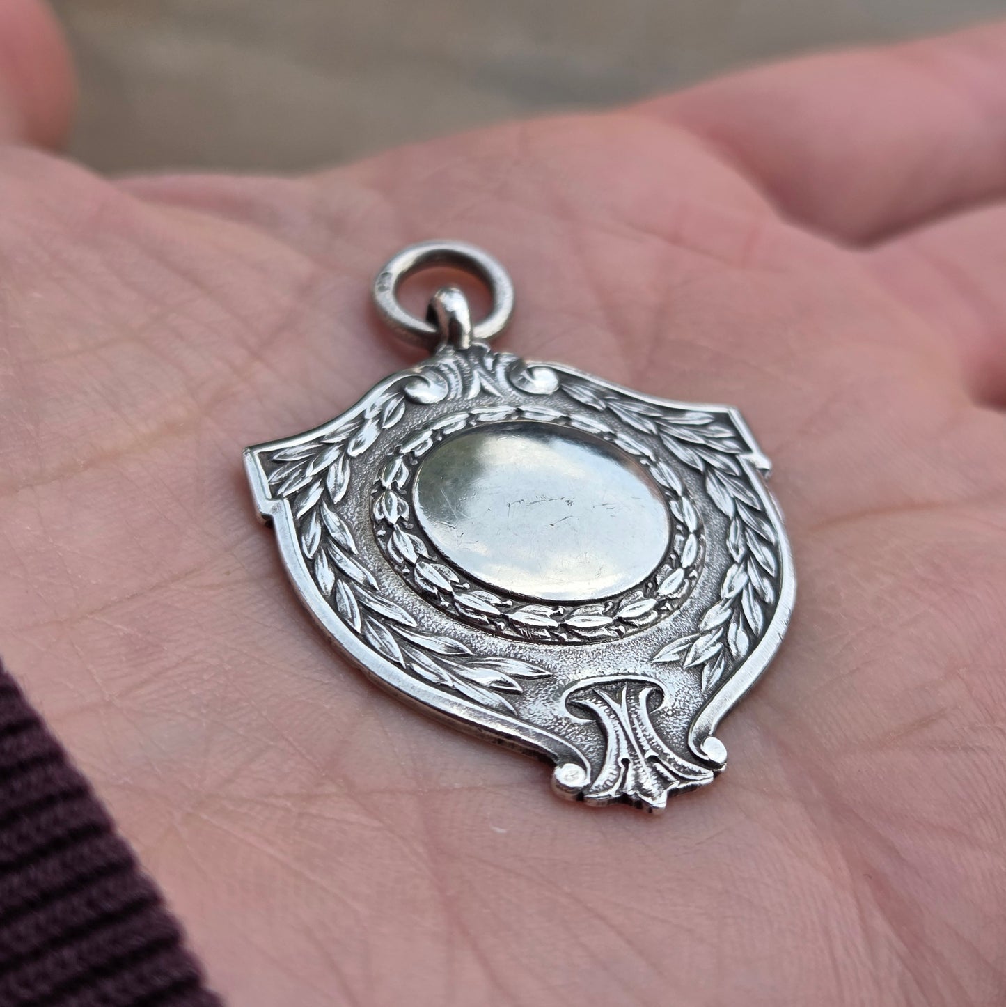 Vintage 1945 English Hallmarked WW2 Victory Solid Sterling Silver Watch Fob Medal Pendant