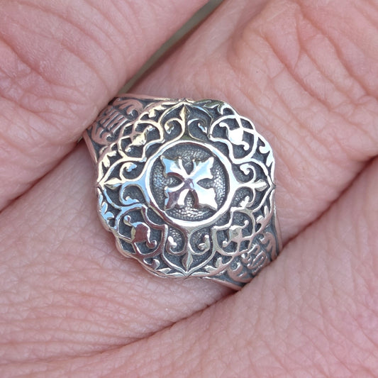 Vintage Hallmarked Solid Sterling Silver Russian Orthodox Christian Signet Ring Size M
