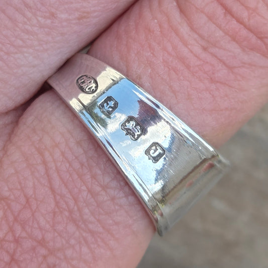 Vintage Antique 1933 Hallmarked Solid Sterling Silver Spoon Handle Signet Ring Size P Q